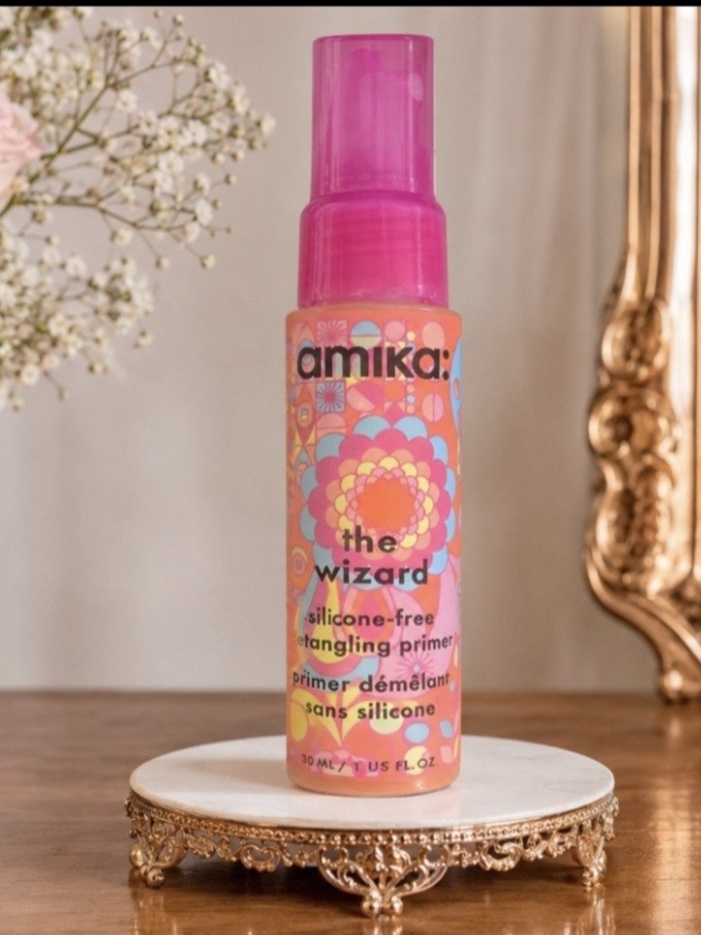 amika The Wizard Silicone-Free Detangling Primer — Pink